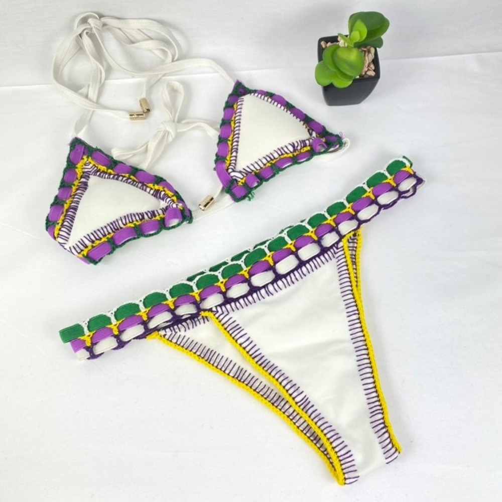 To Die For White Bikini Swim wear  Embroidered Swimsuit XS